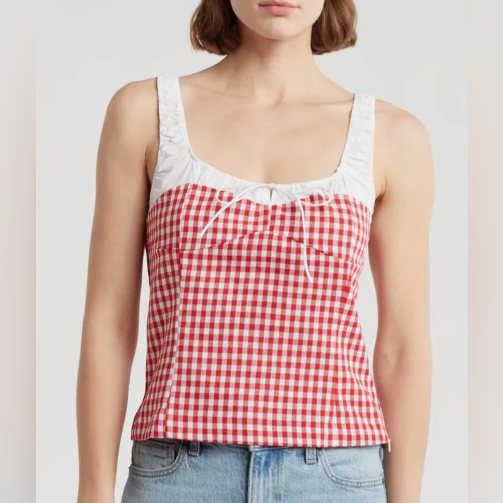 Elodie Red and White Gingham Top